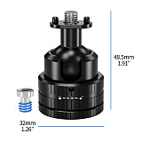 XT-XINTE Aluminum Alloy 22mm Ball Head  Mount with 1/4  Screw & Extension Port compatible with DJI Pocket 3/4 For GoPro FOR Insta360 X5 & Smartphone Clips
