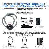 XT-XINTE Immersive Magnetic Neck Bracket & Extension Cage Kit Compatible with DJI Osmo Pocket 4/3, Hands-Free Vlog Neck Strap with  Silicone Neck Ring