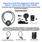 XT-XINTE Immersive Magnetic Neck Bracket & Extension Cage Kit Compatible with DJI Osmo Pocket 4/3, Hands-Free Vlog Neck Strap with  Silicone Neck Ring