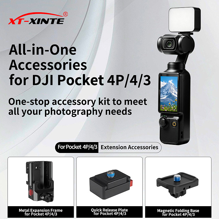 XT-XINTE Immersive Magnetic Neck Bracket & Extension Cage Kit Compatible with DJI Osmo Pocket 4/3, Hands-Free Vlog Neck Strap with  Silicone Neck Ring