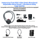 XT-XINTE Immersive Magnetic Neck Bracket & Extension Cage Kit Compatible with DJI Osmo Pocket 4/3, Hands-Free Vlog Neck Strap with  Silicone Neck Ring