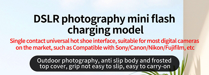 XT-XINTE Rechargeable DSLR Flash Type-C, Anti-Slip Matte Top, Universal Portable Outdoor Light