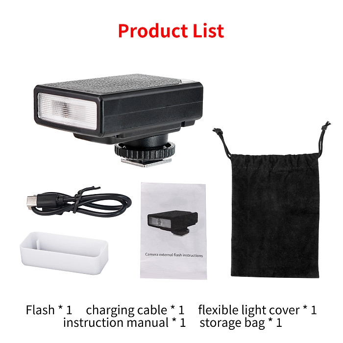 XT-XINTE Rechargeable DSLR Flash Type-C, Anti-Slip Matte Top, Universal Portable Outdoor Light