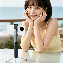 XT-XINTE Portable Compatible-Bluetooth Phone Selfie Stick & Tripod, 100mm Foldable Vlog Stand  Anti-Shake Phone Stand