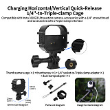 XT-XINTE Quick Mount Cage Compatible with Insta360 GO Ultra, Multi-Functional Protective Frame with Type-C Charging, Universal Cold Shoe,  Compatible with Magnetic Neck Mount