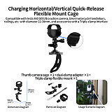 XT-XINTE Quick Mount Cage Compatible with Insta360 GO Ultra, Multi-Functional Protective Frame with Type-C Charging, Universal Cold Shoe,  Compatible with Magnetic Neck Mount