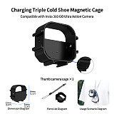 XT-XINTE Quick Mount Cage Compatible with Insta360 GO Ultra, Multi-Functional Protective Frame with Type-C Charging, Universal Cold Shoe,  Compatible with Magnetic Neck Mount