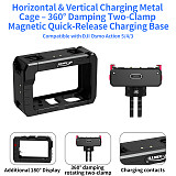 XT-XINTE Aluminum Alloy Camera Cage- Horizontal& Vertical Rechargeable Protective Frame Compatible with DJI Osmo Action 5/4/3