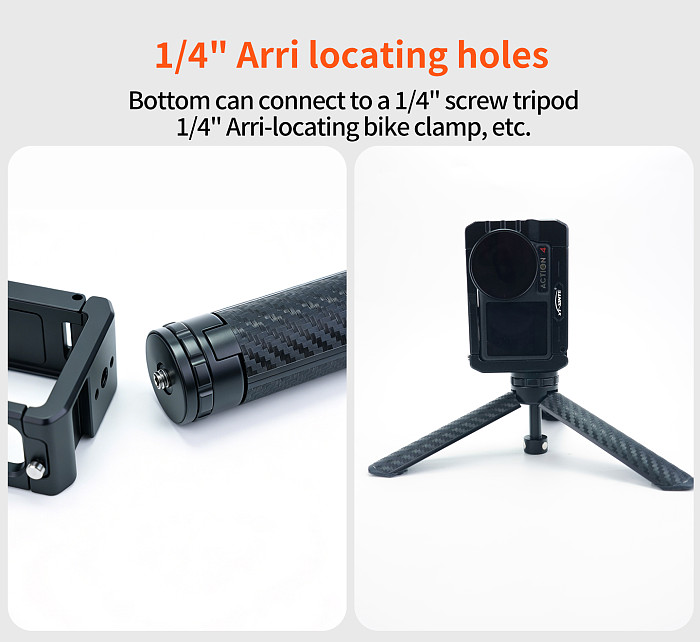 XT-XINTE Aluminum Alloy Camera Cage- Horizontal& Vertical Rechargeable Protective Frame Compatible with DJI Osmo Action 5/4/3