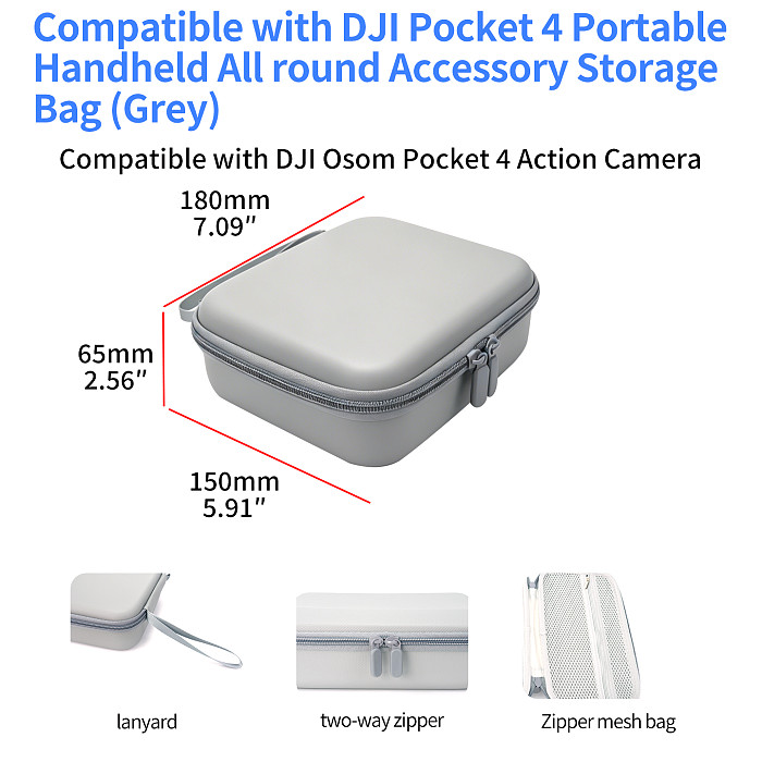 XT-XINTE Camera Storage Bag for DJI Pocket 3/4 Camera Case with Wrist Strap, Quick Grab & Go