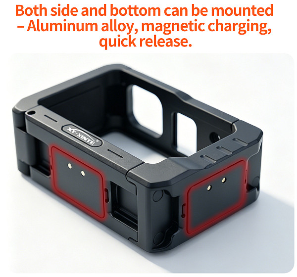 XT-XINTE Aluminum Alloy Camera Cage- Horizontal& Vertical Rechargeable Protective Frame Compatible with DJI Osmo Action 5/4/3