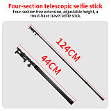 XT-XINTE Carbon Fiber Selfie Stick 5-Section Adjustable Pole with Phone Clamp for power banks for IPhone 12 series/13 series for Huawei P50/VIVO X80/Xiaomi 12S series for Samsung S22 series and other mobile phones