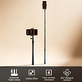 XT-XINTE Carbon Fiber Selfie Stick 5-Section Adjustable Pole with Phone Clamp for power banks for IPhone 12 series/13 series for Huawei P50/VIVO X80/Xiaomi 12S series for Samsung S22 series and other mobile phones