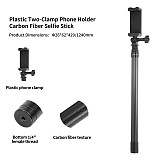 XT-XINTE Carbon Fiber Selfie Stick 5-Section Adjustable Pole with Phone Clamp for power banks for IPhone 12 series/13 series for Huawei P50/VIVO X80/Xiaomi 12S series for Samsung S22 series and other mobile phones