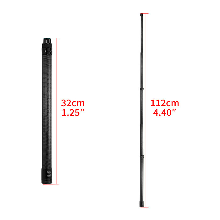 XT-XINTE 1/4 Screw Carbon Fiber Invisible Selfie Stick Extendable Pole For DJI Osmo 360 II/Insta360 X6 X5/GoPro 13/12/11 Action Cameras