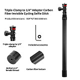 XT-XINTE 1/4 Screw Carbon Fiber Invisible Selfie Stick Extendable Pole For DJI Osmo 360/Insta360 X5/GoPro 13/12/11 Action Cameras