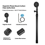 XT-XINTE Carbon Fiber Selfie Stick 5-Section Adjustable Pole with Phone Clamp for power banks for IPhone 12 series/13 series for Huawei P50/VIVO X80/Xiaomi 12S series for Samsung S22 series and other mobile phones
