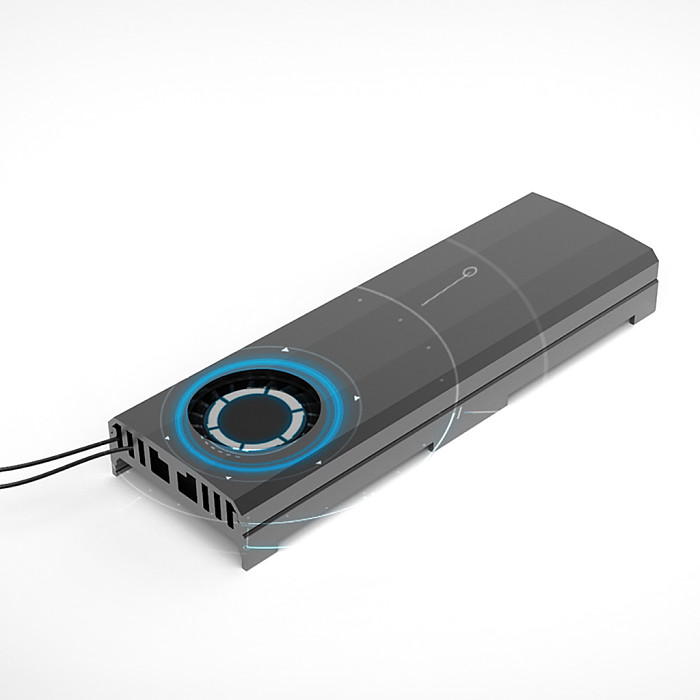 M.2 NVMe SSD Heatsink with Turbo Cooling Fan, Aluminum Alloy NGFF Solid State Drive Cooler Armor for Desktop PC