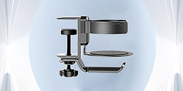 2-in-1 Aluminum Alloy Bracket For Headphone & Cup Holder, Desk Clamp & Wall Mount Organizer