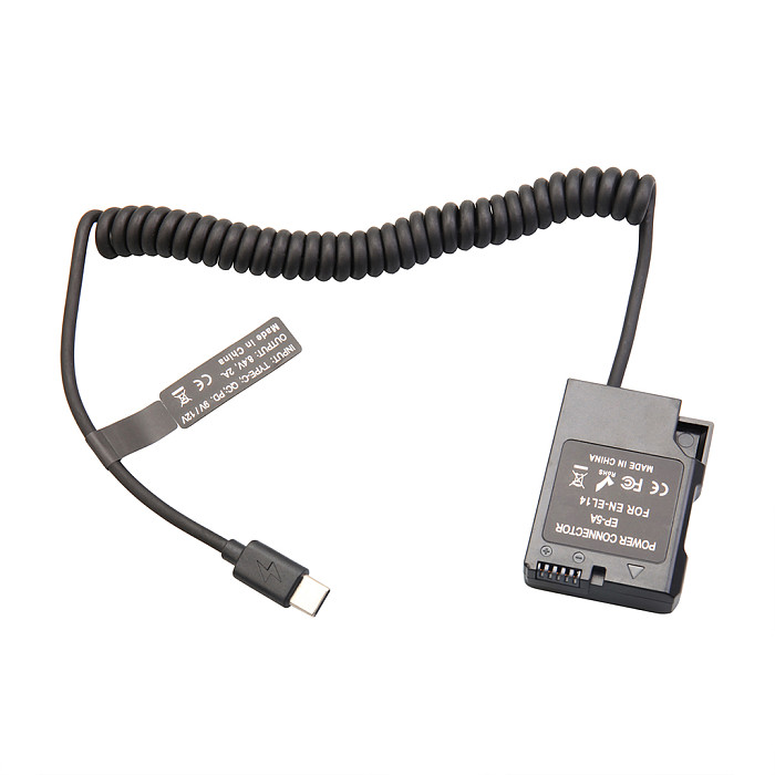 EN-EL14A Type-C PD Dummy Battery 9V DC Power Supply Cable for Nikon D5600 D5300 D3400 Camera External USB-C Power Bank Adapter