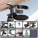 2-in-1 Aluminum Alloy Bracket For Headphone & Cup Holder, Desk Clamp & Wall Mount Organizer