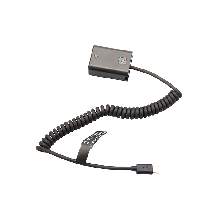 NP-FW50 Type-C PD Dummy Battery 9V DC Power Supply Spring Cable for Sony ZV-E10 A7S A7R A7M2 A6300 A6400 Camera External USB-C Power Bank Adapter