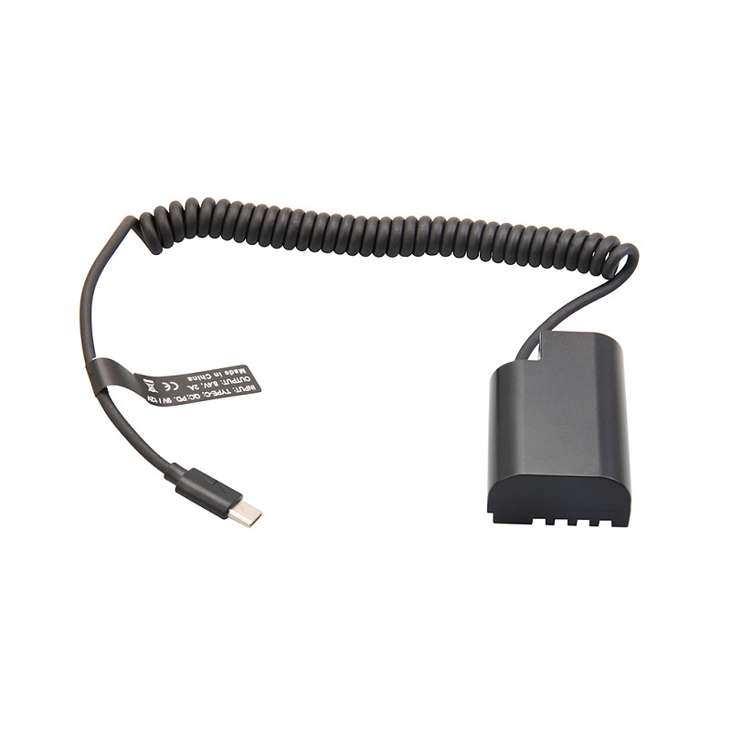 DMW-BLF19 DMW-DCC12 Type-C PD Dummy Battery 9V DC Power Supply Spring Cable for Panasonic GH5S GH4 G9 Camera External USB-C Power Bank Adapter