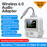 Bluetooth-compatible 6.0 Audio Adapter with HD Screen, Dual Link Transmitter Receiver, 3.5mm AUX Wireless Audio Converter for Car & Home