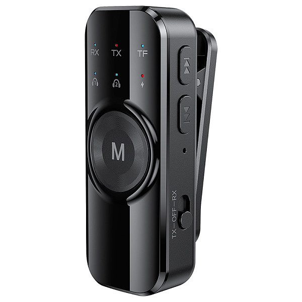 Portable Clip-on Bluetooth-compatible 6.0 Adapter, Dual Link Transmitter Receiver with  AUX for Car Hands-free Calling & Navigation, Supports TF Card Music Playback Wireless Audio Converter