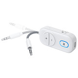 Bluetooth-compatible 5.5 Audio Adapter 2-in-1 Transmitter Receiver, Dual Link 3.5mm AUX Wireless Converter for Airplane & Car, Hands-free Calling, Navigation & Music Streaming