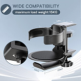 2-in-1 Aluminum Alloy Bracket For Headphone & Cup Holder, Desk Clamp & Wall Mount Organizer