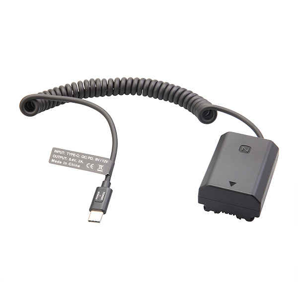 NP-FZ100 Type-C PD Dummy Battery 9V DC Power Supply Spring Cable for Sony A7C A7M3 A7R3 A7R4 A7S3 Camera External USB-C Power Bank Adapter