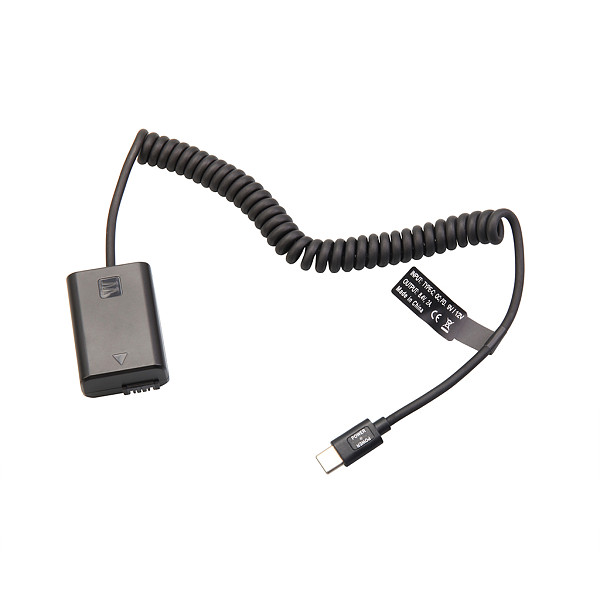 NP-FW50 Type-C PD Dummy Battery 9V DC Power Supply Spring Cable for Sony ZV-E10 A7S A7R A7M2 A6300 A6400 Camera External USB-C Power Bank Adapter