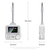 Bluetooth-compatible 6.0 Audio Adapter with HD Screen, Dual Link Transmitter Receiver, 3.5mm AUX Wireless Audio Converter for Car & Home