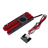 Active Aluminum M.2 NVMe SATA SSD Heatsink with Turbo Fan, High Airflow Solid State Drive Cooler Armor, Prevent Thermal Throttling for Desktop PC PS5