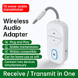 Bluetooth-compatible 5.5 Audio Adapter 2-in-1 Transmitter Receiver, Dual Link 3.5mm AUX Wireless Converter for Airplane & Car, Hands-free Calling, Navigation & Music Streaming