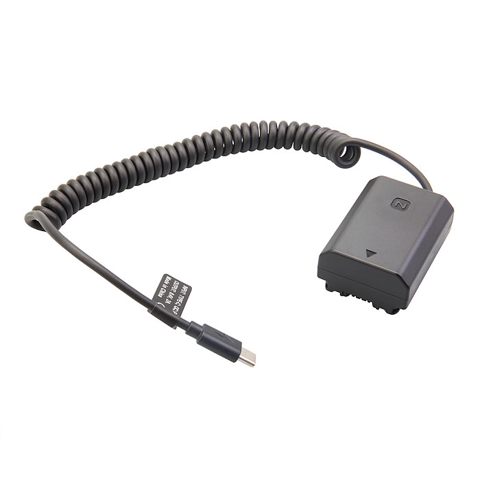 NP-FZ100 Type-C PD Dummy Battery 9V DC Power Supply Spring Cable for Sony A7C A7M3 A7R3 A7R4 A7S3 Camera External USB-C Power Bank Adapter