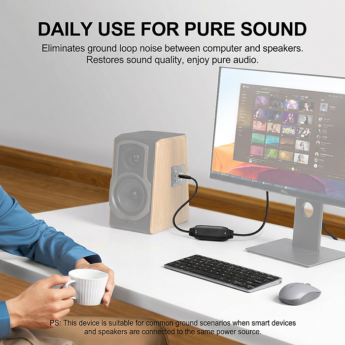 3.5mm to 3.5mm Audio Ground Loop Isolator, Car Stereo Noise Filter Suppressor, Eliminates Alternator Buzz & Electrical Current Hum