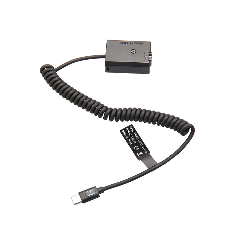 NP-FW50 Type-C PD Dummy Battery 9V DC Power Supply Spring Cable for Sony ZV-E10 A7S A7R A7M2 A6300 A6400 Camera External USB-C Power Bank Adapter