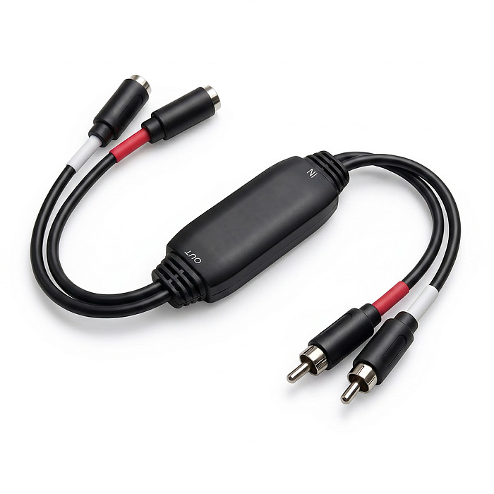 2RCA to 2RCA Audio Ground Loop Isolator, Car Stereo Noise Filter Suppressor, Eliminates Alternator Buzz & Electrical Current Hum