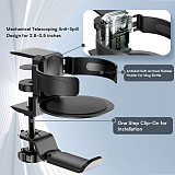 2-in-1 Aluminum Alloy Bracket For Headphone & Cup Holder, Desk Clamp & Wall Mount Organizer