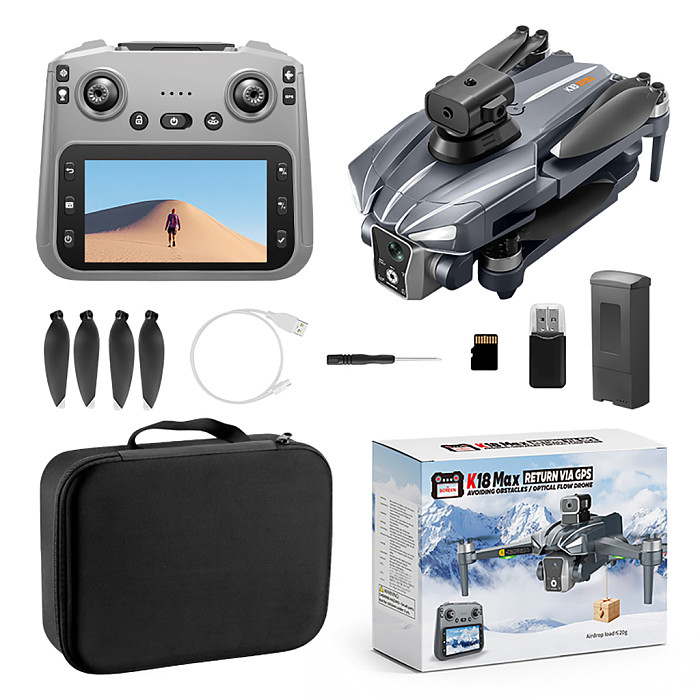 K18Max GPS HD Aerial Photography Drone with 4.5-Inch Screen Controller, Brushless Smart Obstacle Avoidance RC Aircraft