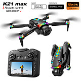 K21MAX Brushless Quadcopter HD Aerial Photography RC Airplane With Brushless Motor Large Screen Controller, LED Marquee Lights & Optical Flow Dual Lens