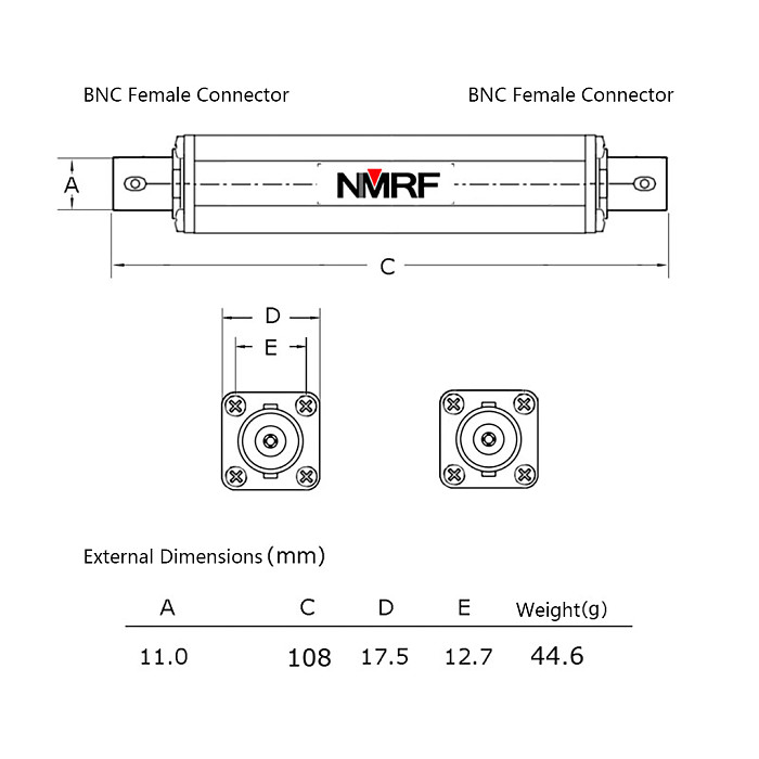 200GΩ (200kMΩ) 2W Ultra-High Value Resistor Compact Aluminum Alloy Shell BNC Connector