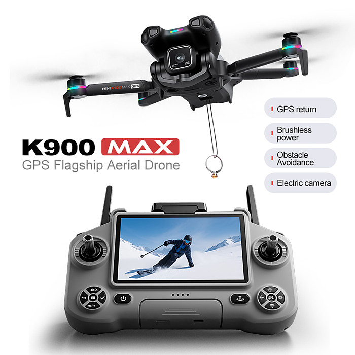 K900 MAX GPS Brushless Quadcopter, 1080P HD Aerial Photography Obstacle Avoidance RC Drone with 4.5-Inch Screen Controller