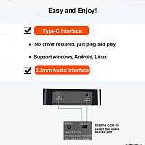 AB50 External USB Wireless Sound Card, UHF 1-to-Multiple Wireless Audio Transmitter & Receiver, Zero-Latency HiFi, Anti-Interference Wall-Penetrating