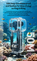 XT-XINTE Waterproof Diving Housing for DJI Pocket 3 & 4, 50M Deep Dive Protective Case with Cold Shoe & Dual Cold Shoe Mounts, Anti-Corrosion Shockproof Underwater Shell for Action Camera Accessories