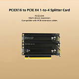 PCIe x16 to 4x PCIe x4 Splitter Adapter Card, PCIe 3.0 Clock Splitting Riser Extender, P3AV2 PCB Motherboard Expansion Card