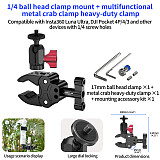 XT-XINTE 1/4 ball head clamp seat/aluminum alloy C-shaped power clamp/bracket/suction cup photography accessory suitable for Insta360 Luna Ultra