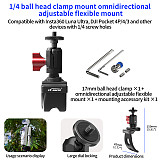 XT-XINTE 1/4 ball head clamp seat/aluminum alloy C-shaped power clamp/bracket/suction cup photography accessory suitable for Insta360 Luna Ultra